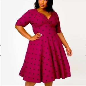 Unique Vintage Purple Polka Dot Swing Dress